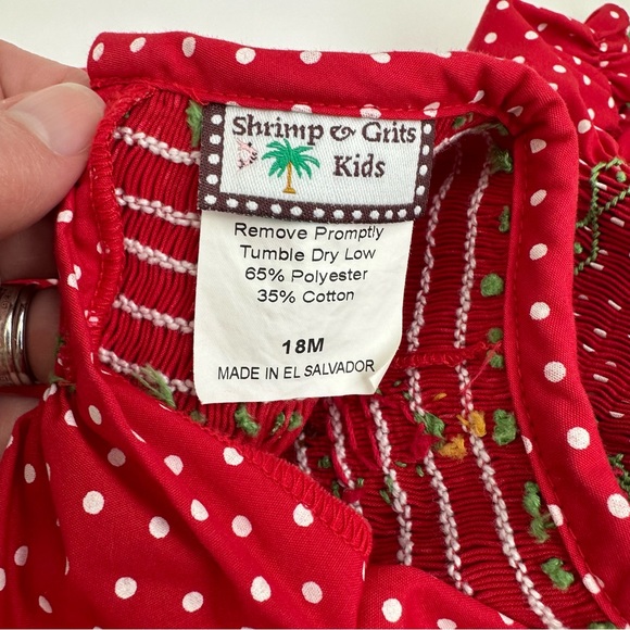 Shrimp & Grits Kids Christmas Tree Smocked Dress 18 mo - Picture 7 of 7